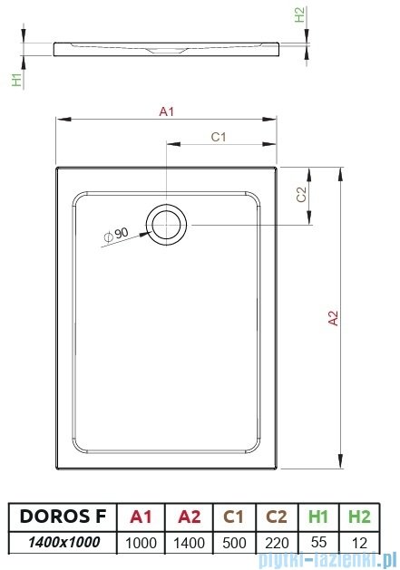 Radaway Doros F Stone brodzik 140x100 kaszmirowy SDRF1410-01-84S