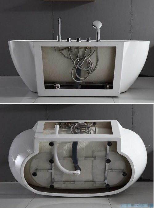 ScandiBath Mandal wanna wolnostojąca/przyścienna czarna 170x85cm + syfon klik-klak Q360S-1701-BL