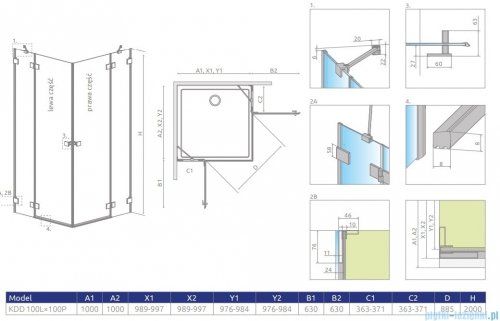 Radaway Essenza Pro Black Kdd kabina 100x100cm czarny mat/szkło przejrzyste 10096100-54-01L/10096100-54-01R