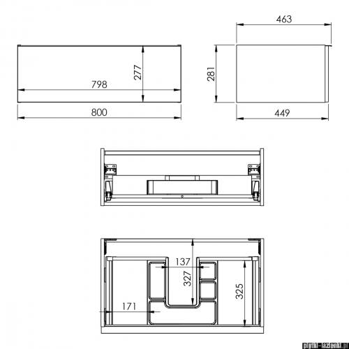 Elita Look szafka z umywalką 80x28x45cm biały połysk 167079/145840