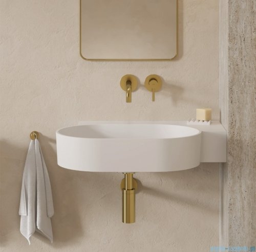 Omnires Ovo M+ umywalka nablatowa/wisząca prawa 66x44 cm biały mat OVO645UWPBM