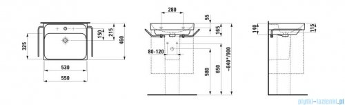 Laufen Meda umywalka ścienna 55x46cm biała H8101120001041