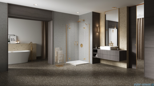 New Trendy Nesta Gold Brushed kabina 120x110x200 cm drzwi podwójne złoto szczotkowane/szkło przejrzyste K-4483