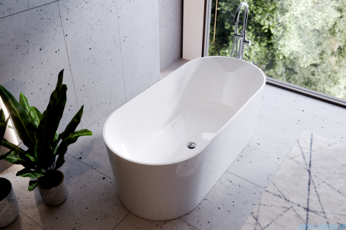 Besco Lova Matt 160x74cm wanna wolnostojąca + syfon klik-klak biały #WMM-160-LKW