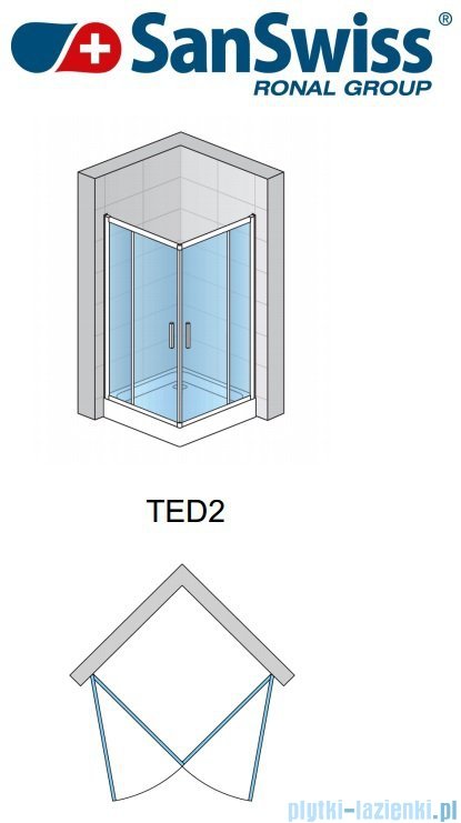 SanSwiss Top-Line Ted2 Wejście narożne 90cm profil biały Prawe TED2D09000407