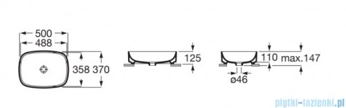Roca FINECERAMIC ONA umywalka nablatowa SUPERGLAZE 50x37 biała A3275L0S00