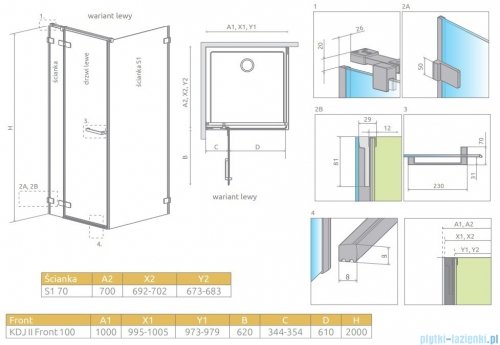 Radaway Arta Kdj II kabina 100x70cm lewa szkło przejrzyste 386455-03-01L/386042-03-01L/386019-03-01