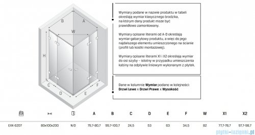 New Trendy Eventa Black Chrome kabina prysznicowa prostokątna 80x100x200 cm przejrzyste czarny połysk EXK-6207