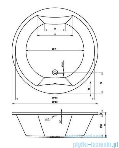 Riho Colorado wanna okrągła 180cm z hydromasażem Air prawa B038007005