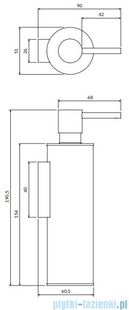 Omnires Modern Project Dozownik mydła w płynie wiszący chrom MP60721CR