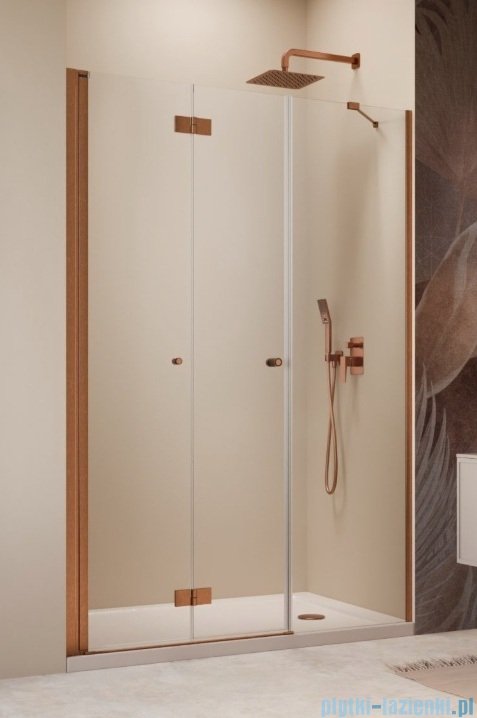Radaway Nes Brushed Copper DWSB drzwi wnękowe 110cm W3 lewe szczotkowana miedź szkło przejrzyste 10044650-93-01L/10045450-01-01