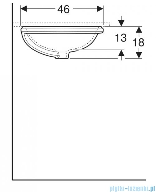 Geberit VariForm Umywalka owalna bez przelewu 56x46cm szkliwiony spód KeraTect 500.755.00.2