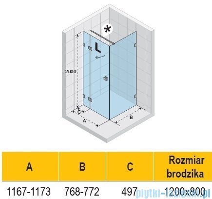 Riho Scandic NXT X203 kabina prysznicowa lewa 120x80cm chrom G001063120