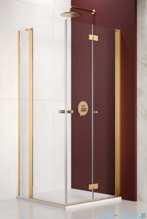 Radaway Nes Gold KDD B / KDD II kabina 90x90cm prawa złoty połysk przejrzyste 10024090-09-01R/10016090-09-01L