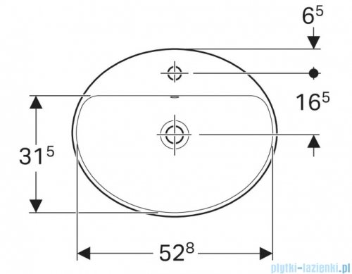 Geberit VariForm Umywalka owalna z półką z otworem na baterię 55x45cm szkliwiony spód KeraTect 500.721.00.2