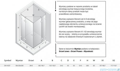 New Trendy Eventa kabina prysznicowa prostokątna 90x120x200 cm przejrzyste EXK-4537