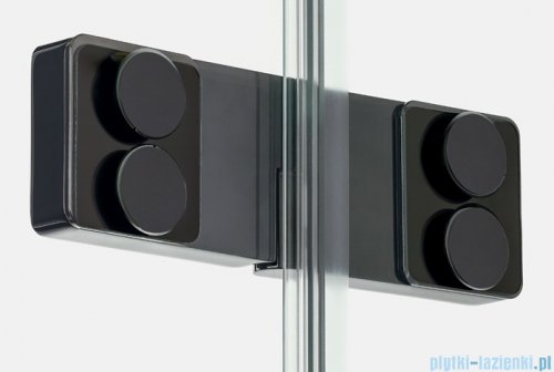 New Trendy Eventa Black Chrome drzwi wnękowe pojedyncze z dodatkową ścianką 170x200 cm przejrzyste prawe czarny połysk EXK-6144