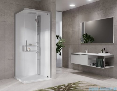 Novellini Glax 2 2.0 kabina z hydromasażem 80x80 prawa srebrna G22GF80DM1-1BB