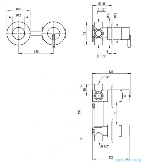 Deante SILIA Bateria prysznicowa z przełącznikiem natrysku - pozioma bianco BQS_A46P