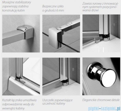 Eos PDD Radaway Kabina prysznicowa 90x90 szkło przejrzyste 37603-01-01N