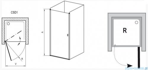 Ravak Chrome Drzwi prysznicowe CSD1-90 białe+transparent 0QV70100Z1