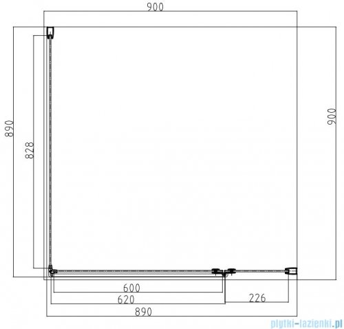 Omnires Manhattan kabina kwadratowa 90x90cm przejrzyste profile czarne MH9090BLTR