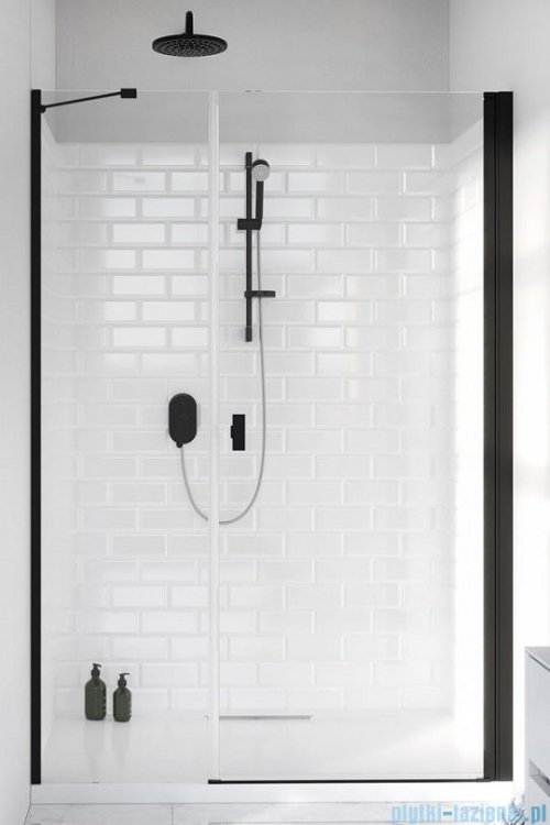 Radaway Nes Black Dws drzwi wnękowe 140cm prawe szkło przejrzyste