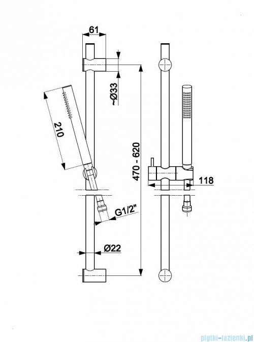 KFA MOZA PREMIUM GUN METAL GREY zestaw prysznicowy przesuwny grafit szczotkowany 841-363-61