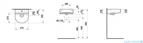 Laufen Sonar umywalka ścienna 41x42cm biała H8163410001041
