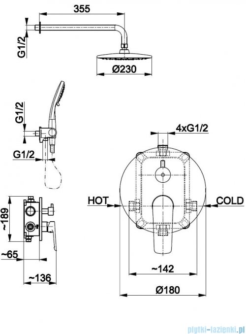 KFA TANZANIT podtynkowy zestaw prysznicowy z baterią 3 funkcyjną chrom 5029-501-00
