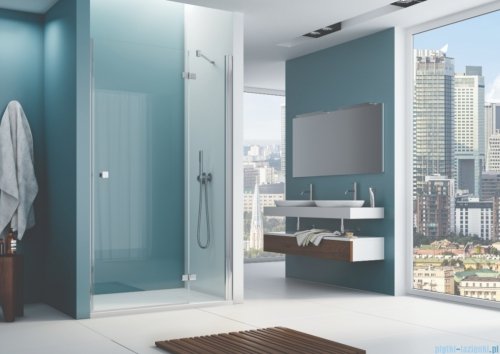 Ronal ANNEA AN13 Drzwi jednoczęściowe ze ścianką stałą w linii 120x200cm prawe srebrny połysk AN13D12005007