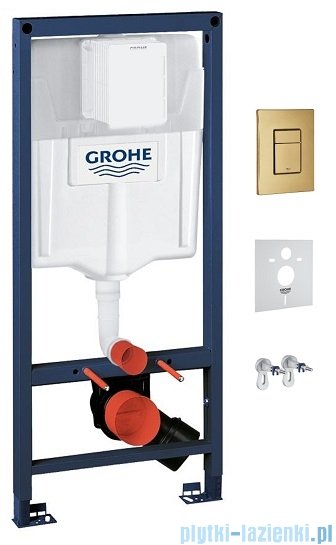 Omnires Grohe Rapid stelaż podtynkowy do WC zestaw 4w1 przycisk złoty szczotkowany RAPIDSETGLB