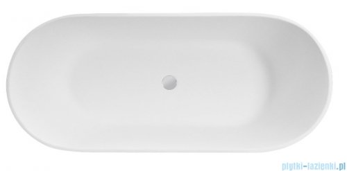 Besco Moya Matt 160x68cm wanna wolnostojąca biała matowa konglomeratowa + syfon klik-klak chrom czyszczony od góry #WMMB-160MKC