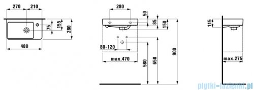 Laufen Pro S umywalka ścienna 48x28cm biała H8159540001041