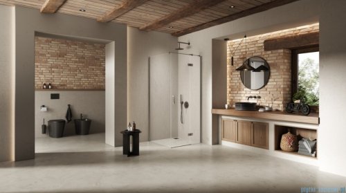 New Trendy Nesta Gunmetal Brushed kabina 100x100x200 cm prawa wspornik równoległy grafit szczotkowany/szkło przejrzyste K-4741