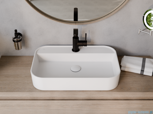 Besco Assos Cera-Line White umywalka nablatowa biała 70 cm biały połysk UNC-70-ASB