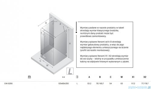 New Trendy Eventa Black Chrome kabina prysznicowa przyścienna 120x80x200 przejrzyste Lewa czarny połysk EXK-6266