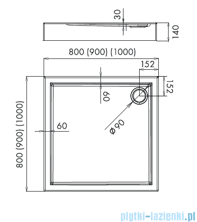 Novellini City A brodzik kwadratowy 100x100 cm VRS10014-30