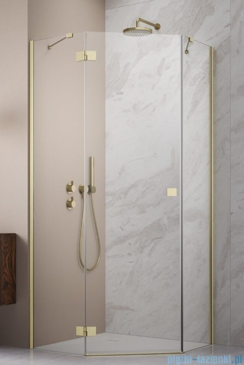 Radaway Essenza Ptj Brushed Gold kabina pięciokątna 100x90cm lewa szkło przejrzyste 1385010-99-01L/1385057-01-01