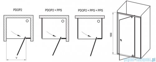 Ravak Pivot PDOP2 drzwi prysznicowe 120cm aluminium transparent Anticalc 03GG0C00Z1