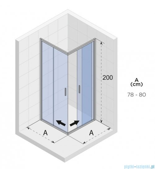 Riho Hamar 2.0 R207 kabina prysznicowa kwadratowa profile czarny mat 80x80cm przejrzyste G007004121