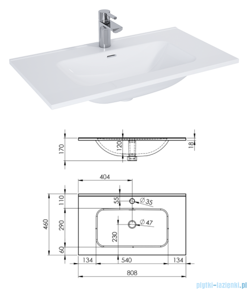 Elita Split szafka z umywalką 80x63x46cm czarny mat 168147/145840