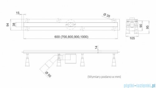Schedpol Schedline Slight Line Black odpływ liniowy z maskownicą 80x3,5cm SOLBPL-80035