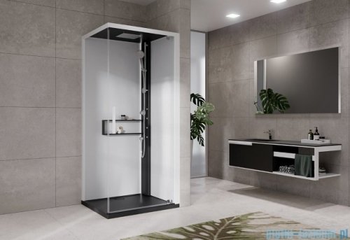 Novellini Glax 2 2.0 kabina z hydromasażem 80x80 prawa czarna G22GF80DT1-1HU