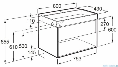 Roca Tura Unik zestaw szafka z umywalką 80x43x60 SZLACHETNY SZARY A852030559
