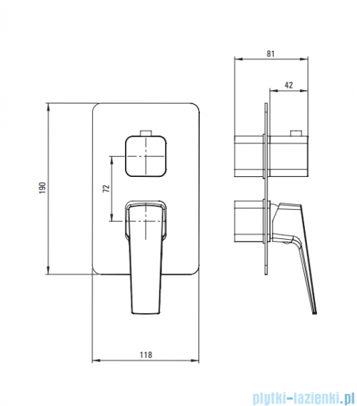Deante Blur Zestaw prysznicowy podtynkowy z BOXem mieszaczowym nero BXYZNQLM