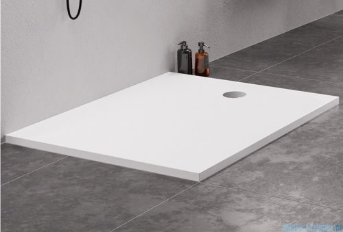 New Trendy Nex brodzik konglomeratowy prostokątny 90x80x3,5 cm biały B-0456