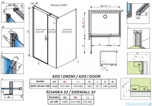 Radaway Nes Gold Kds I kabina 100x100cm lewa złoty połysk 10023100-09-01L/10043100-09-01