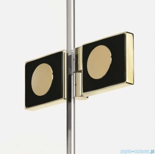 New Trendy New Soleo Light Gold 80x120x195 cm kabina prawa drzwi składane pojedyncze wspornik skośny złoty jasny połysk/szkło przejrzyste  K-1930