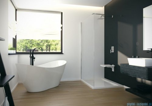 Besco zestaw wanna wolnostojąca Viya 160x70cm + bateria Decco czarna #WMD-160-V/BW-D-CZ